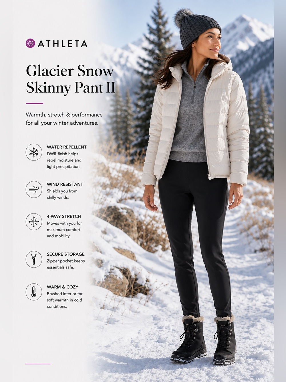 Athleta Glacier Snow Skinny Pant II — Rare, Ultra-Flattering, and Stretchy